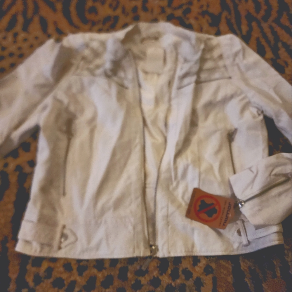 Joujou white vegan leather jacket